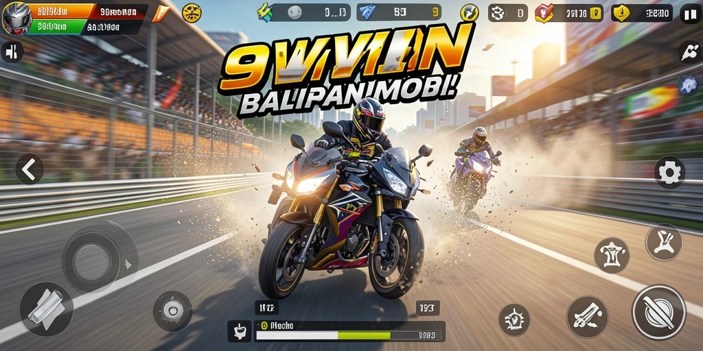 Screenshot gameplay balapan motor seru di 9WIN.