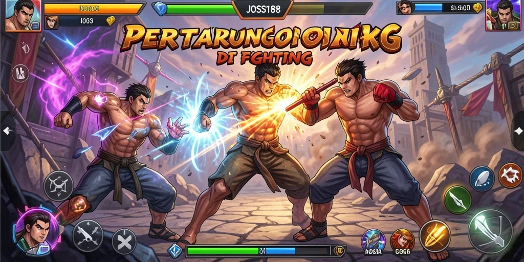 Tangkapan layar JOSS188 menampilkan karakter beraksi dalam pertarungan Fighting.