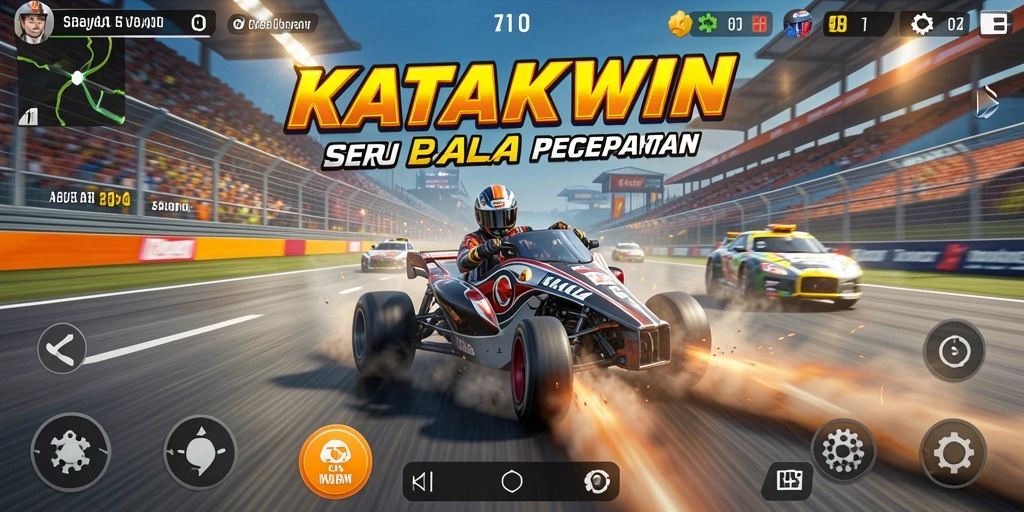 Tampilan gameplay balap seru dalam KATAKWIN yang memukau.