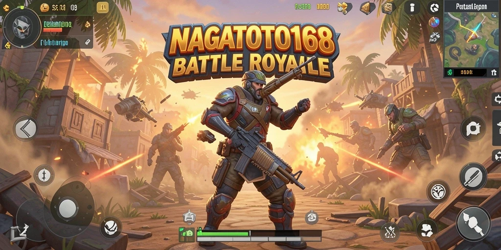 Gameplay NAGATOTO168 yang penuh aksi dalam pertempuran Battle Royale.